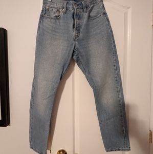 Washed blue denim jeans